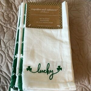 Cupcakes and Cashmere cotton napkins set of 8 St Patrick’s Day “Lucky “